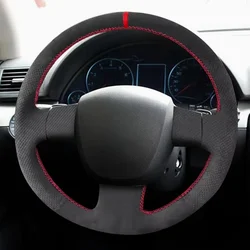 Hand - Stitched Soft Suede Leather Car Interior Steering Wheel Cover Trim (Gray Thread)