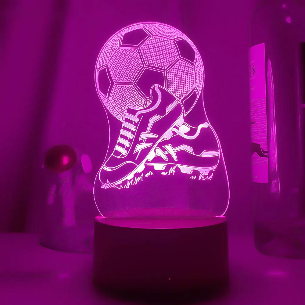

3D светодиодный ночник в виде футбольного мяча, неоновая вывеска, лампа, рождественские украшения для дома, спальни, декор на день рождения, свадебные подарки ABS-WoodGift