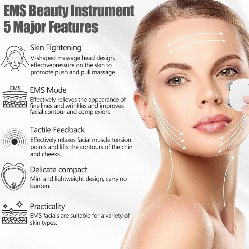 Micro Current Beauty Instrument Mini Face Slimming Massager Portable EMS Delicate Contour Lifting Firming Facial Skin