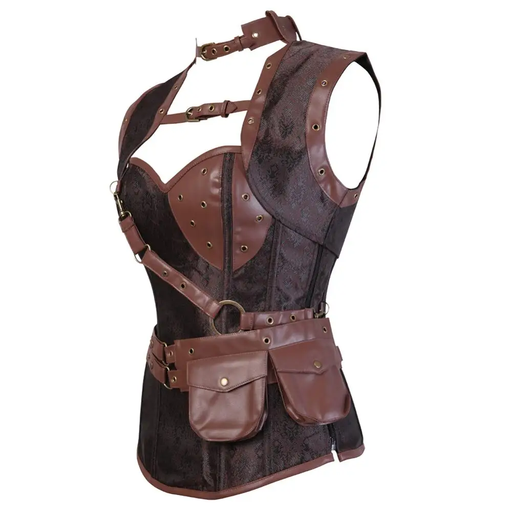 

Corset Steampunk Clothing Women Plus Size Corset Bustier Leather Pirate Corset Gothic Punk Outerwear Corselet Overbust