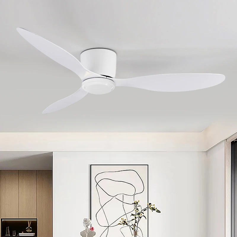 Ceiling Fan Modern Black White Low Floor DC Motor 30W With Remote Control Without Light