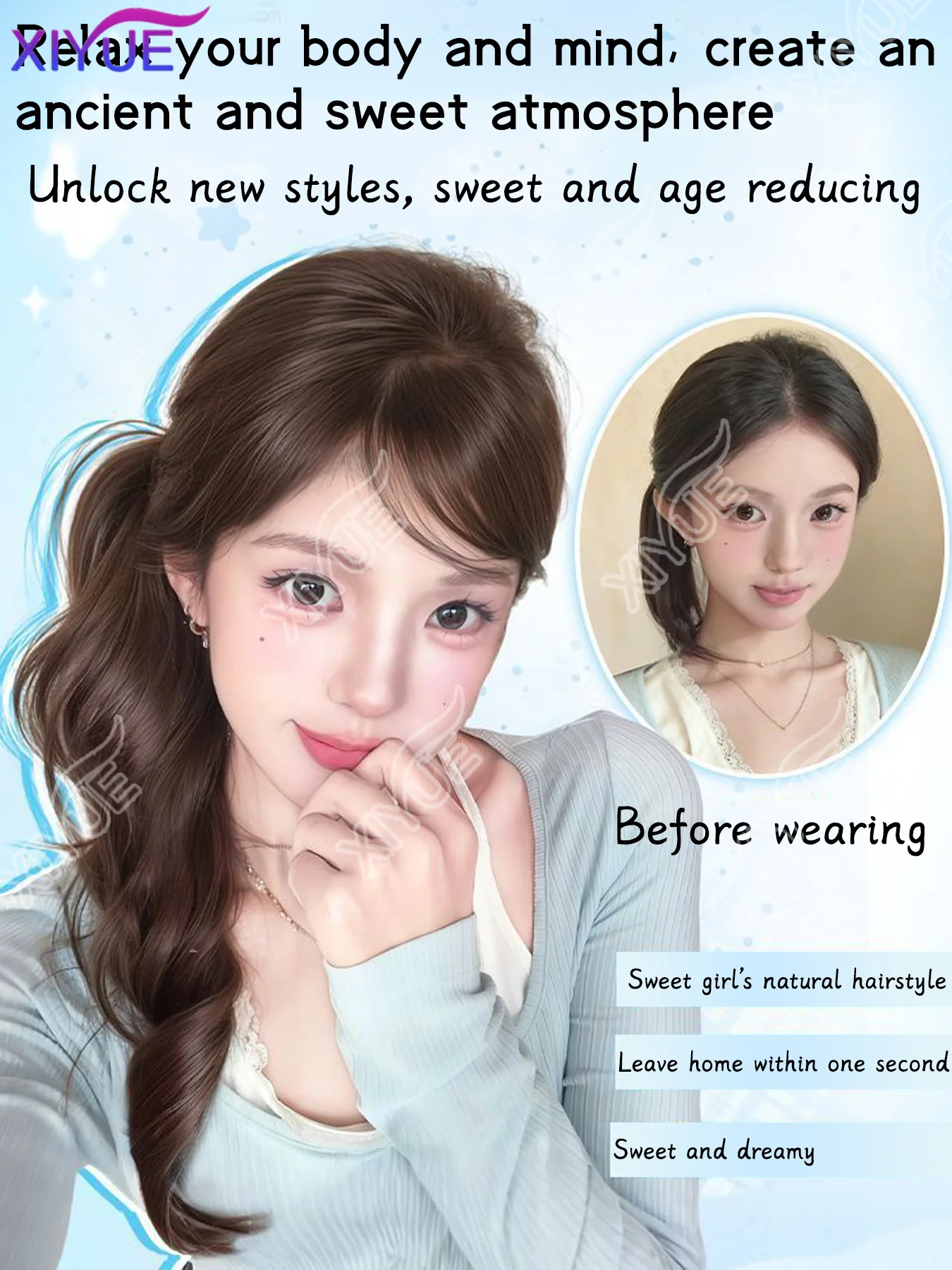 XY Ponytail Extension Synthetic Claw Clip in Hairpiece Curly Wavy Ponytail Hair Extensions Long Pony Tail Hairpiece for Women