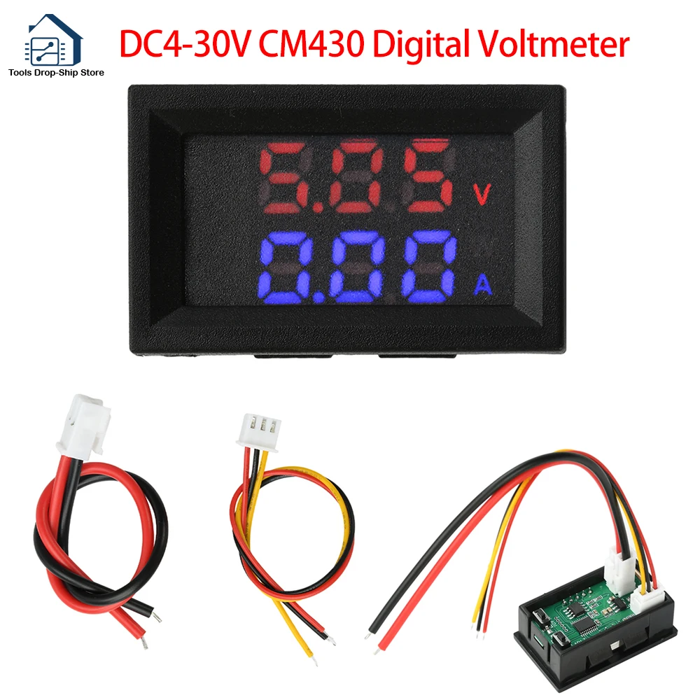 CM430 디지털 전압계 전압 전류 전력계 전류계 전압 테스터 DC4-30V 전압 측정 장비 LED 디스플레이