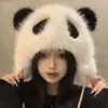 Cute Plush Animal Panda Cartoon Fuzzy Beanie Hat Winter Adult Women's Men's Costume Warm Fluffy Cosplay Girls Cap 2
