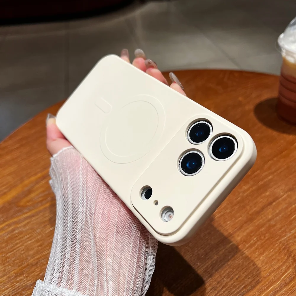 Luxury Soft Liquid Silicone Magnetic Solid Color Matte Slim Phone Case