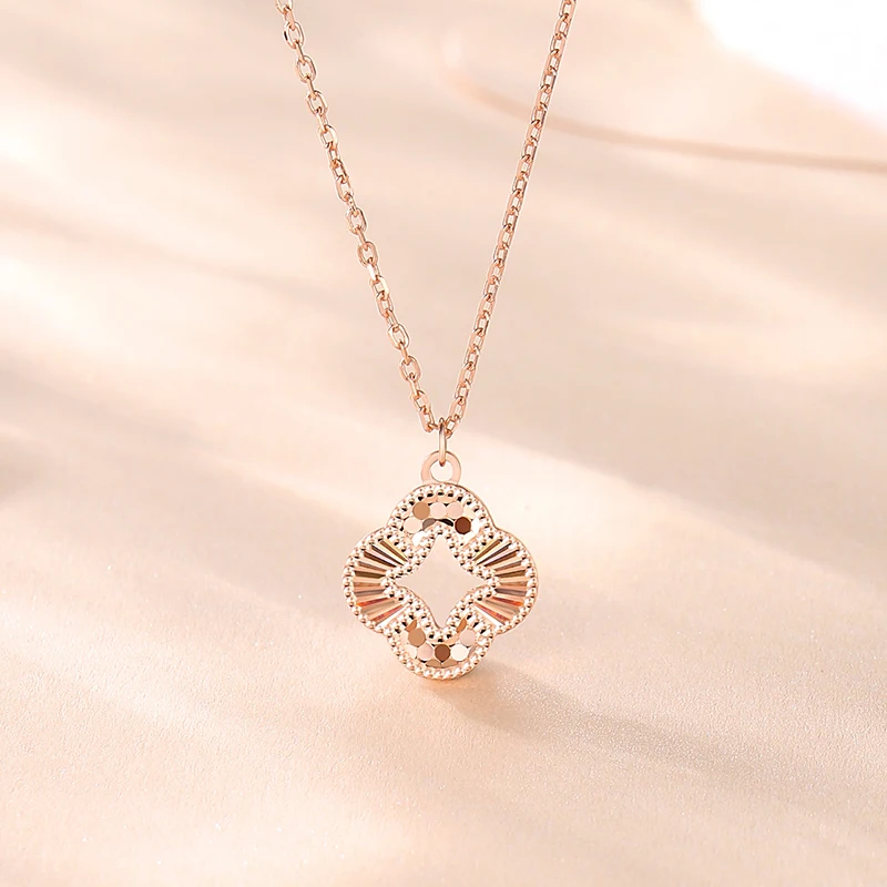 New Star Clover Necklace For Women S925 Sterling Silver Light Luxury CNC Beehive Colorful Cut Lucky Flower Pendant Charm Gift