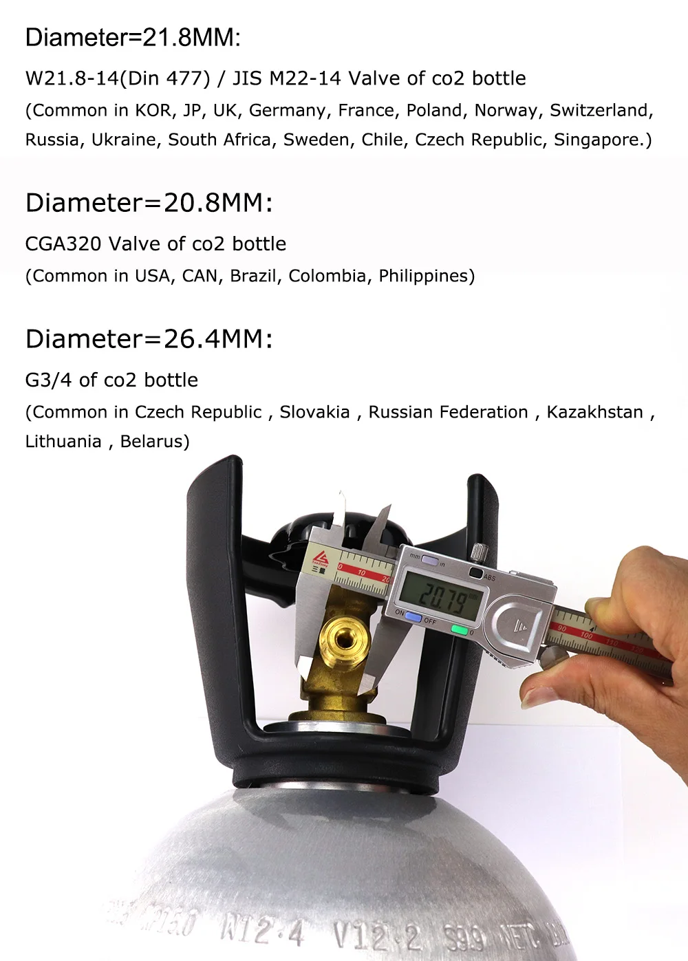 Maker, Quick Connect, externo Co2 Cilindro, terrduo