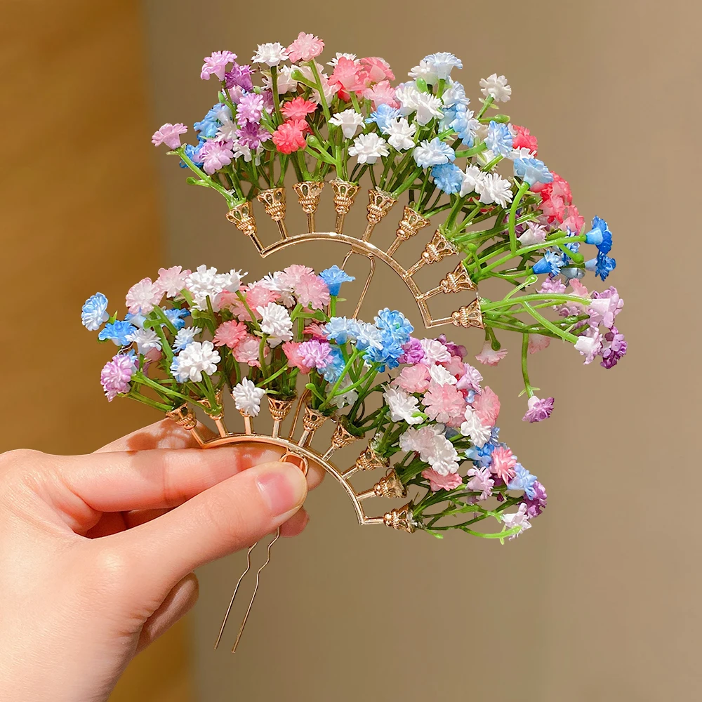 1피스 꽃 머리빗: 보헤미안 스타일, 헤어스타일 고정, 봄/웨딩/사진 촬영 액세서리 및 선물