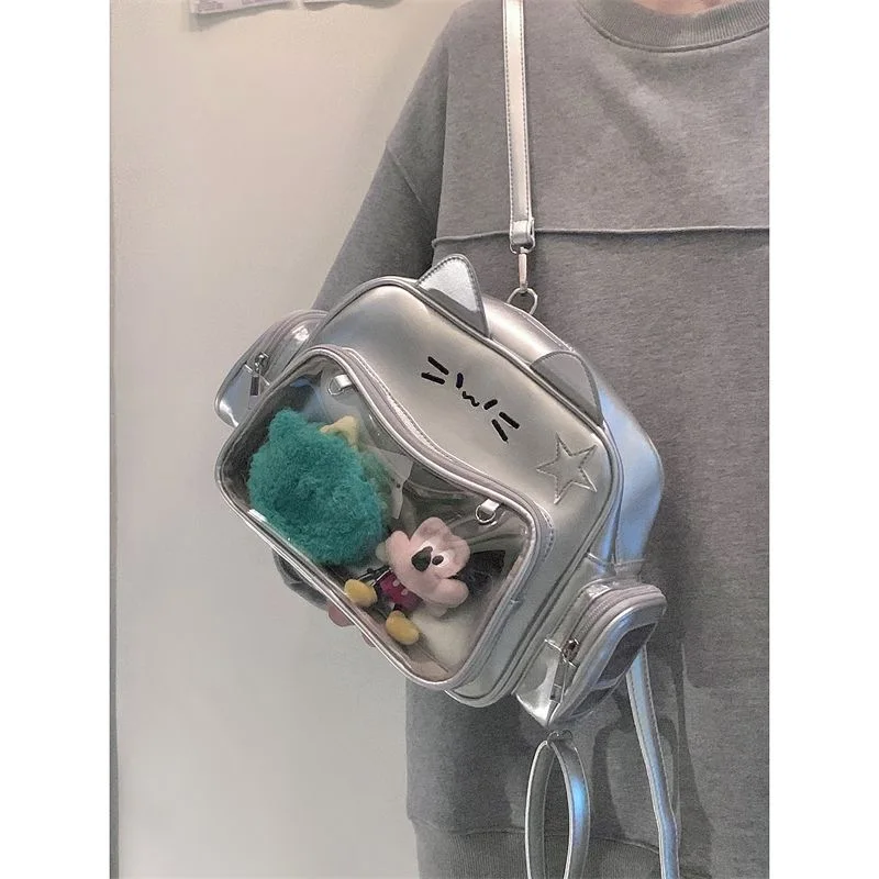 Ita Bag Cool Y2k Korean Harajuku Silver Cat Travel Bags