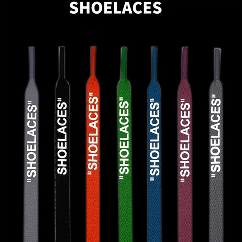 New Printing Flat Reflective Print SHOELACES Signed Refletive Shoelaces Glowing Boot Laces for White Shoes Flat Shoe Lace 1 Pair