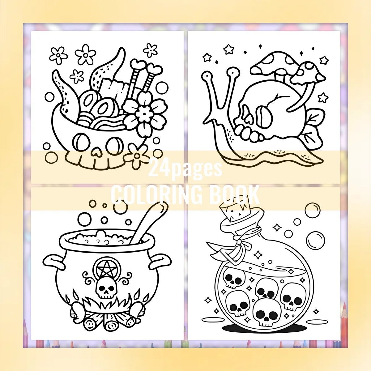 CREEPY CUTIE Malbuch mit kräftigen, einfachen Mustern für Erwachsene, süßes Zeichenbuch, Halloween, perfektes Geschenk für Party und Geburtstag ﻿ – Detail 4