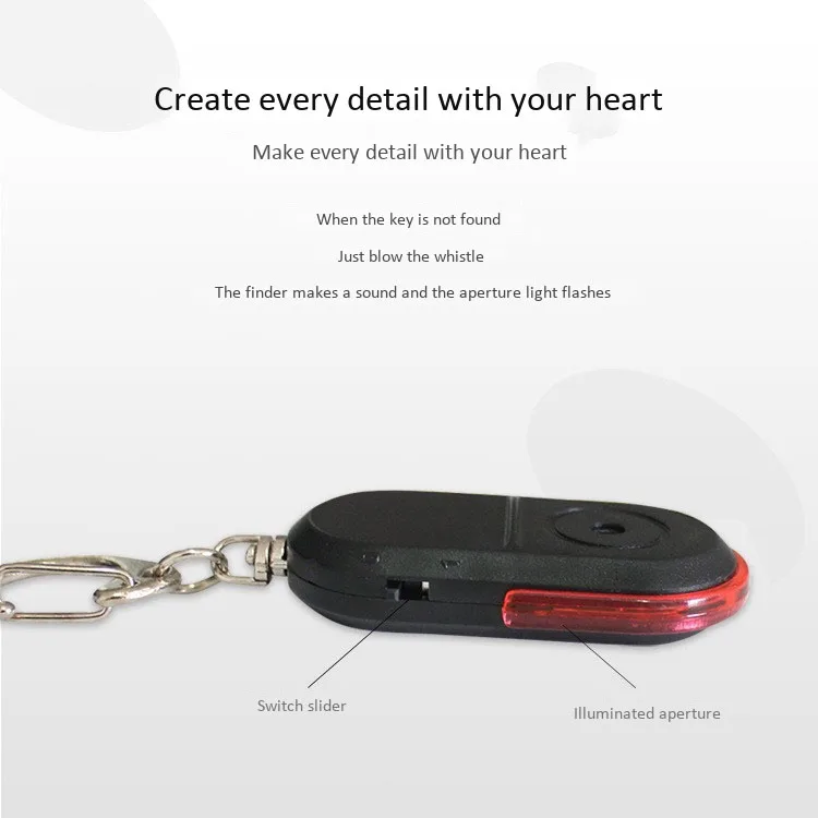 Mini Anti-Lost Whistle Key Finder Wireless Alarm Smart Tag Key Locator Keychain Tracker Whistle Sound LED Light Tracker