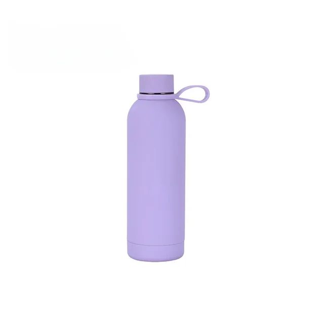 1pc 500ml/17oz 304 Stainless Steel Insulation Cup With Narrow Mouth, Portable Leakproof Sports Water Bottle With Handle Ring 2