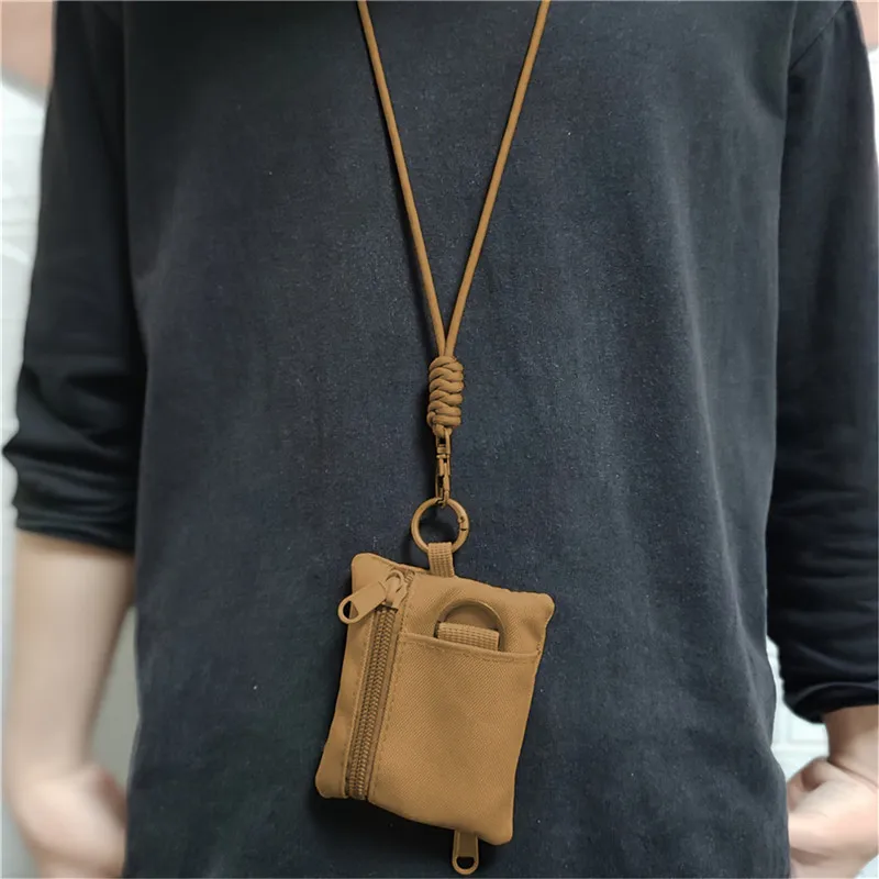 EDC Pouch Mini Wallet Key Card Carrier Holder Small Travel Waist Bag Camping Hiking Hunting Accessories Pouch With Lanyard 3