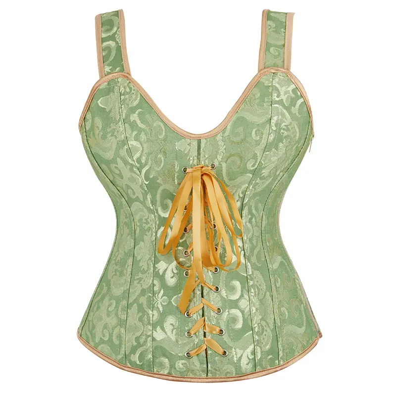Women Corset with Straps Black Overbust Corset Plus Size Floral Jacquard Corset Zipper Top Gothic Steampunk Corset Bustier - Image 19