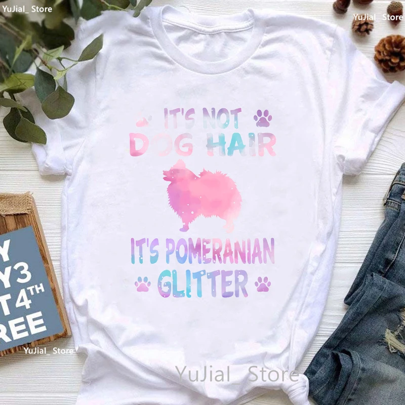 

Just A Girl Who Loves Pomeranian Graphic Print Tshirt Women'S Clothing Funny White T Shirt Femme Dogs Lover T-Shirt Female