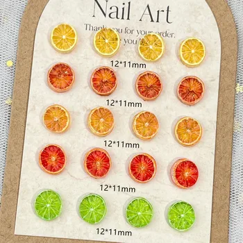 Sliced Fruits Orange Resin Nail Charms Simulated Food Toys Lemon Slices Nail Art Accessories DIY Cream Glue Manicure Decorations 1