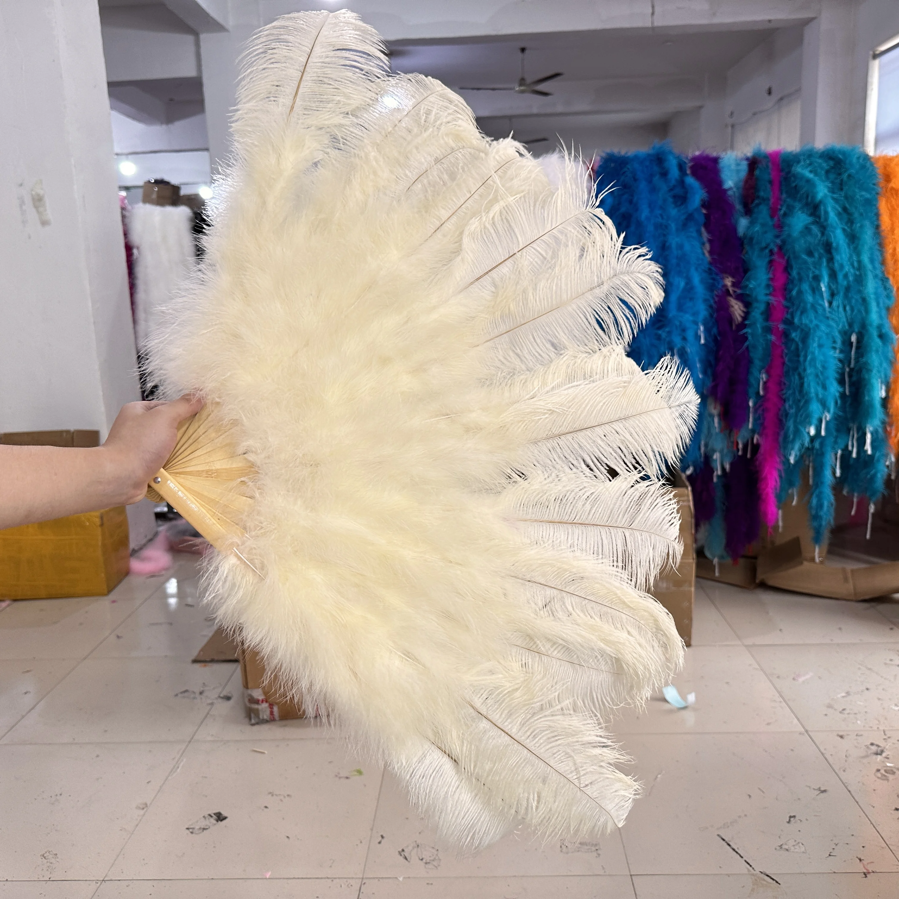 Pink Purple Ostrich Feathers Fan 13Bone Plumages Fans Foldable Stage Show  Performance Dance props Crafts Fan with feather - AliExpress