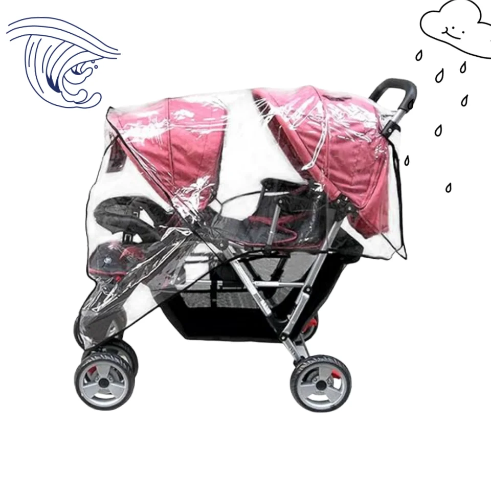 Aligle Weather Shield Double Popular for Swivel Wheel Stroller Universal Size Baby Rain Cover/Wind Shield Deal (Black)