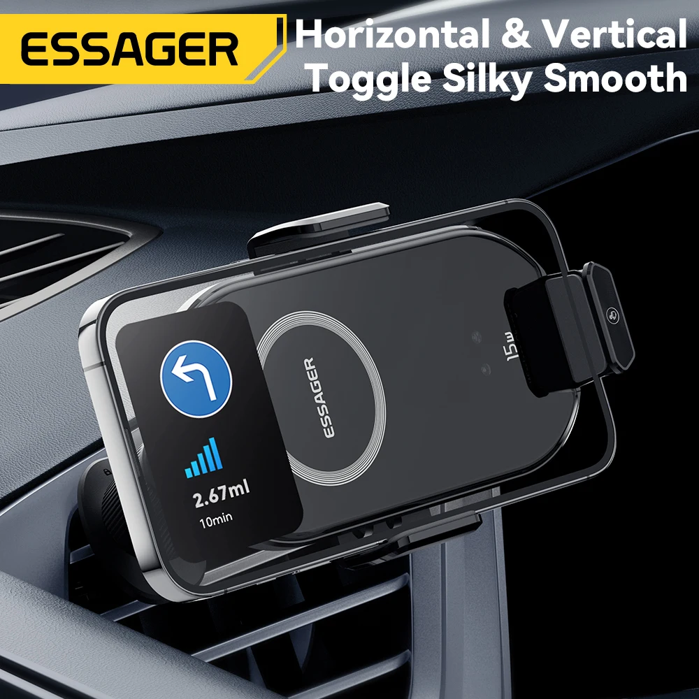 Essager 15W QI Car Mounts Wireless Chargers Car Holder Charger Aircon Vent For iPhone 15 14 13 12 Pro Max Huawei  Xiaomi Samsung