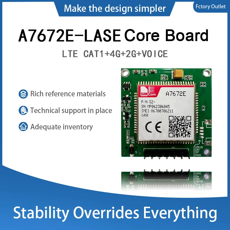 SIMCOM-Carte mère de développement technique, A7672E, 4G Cat1, 101GPS, Port série TTL, 1PC