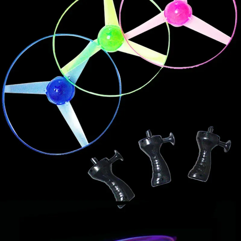 Kid Sports Pull Line Saucer Toys Children Outdoor Fun Rotating Flying Toy LED Light Parks Beach