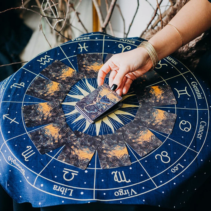 Tarot Tapestry Wheel of the Zodiac Astrology Chart Wall Hanging Scarf Altar cloth tarot cloth tarot deck Sun and Moon Home Decor tapestry decorations