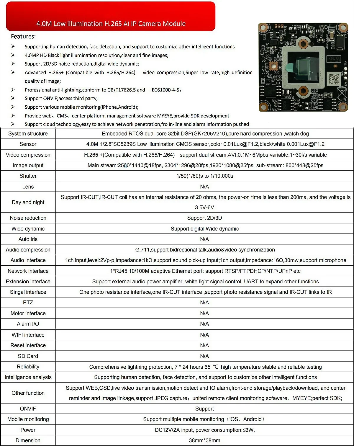 POE camera module board close-up