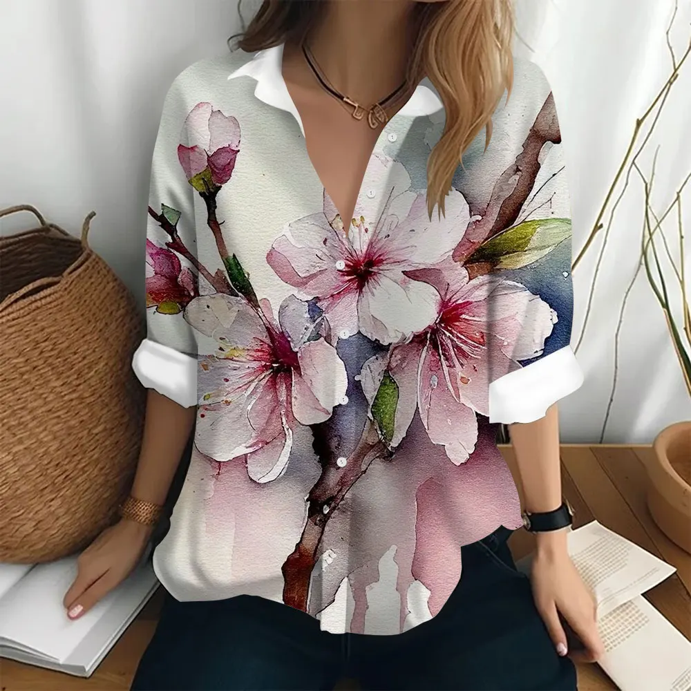 Chemise Femme élégante - Col Revers, Manches Longues, Boutons Perle, Coupe Slim, En Polyester