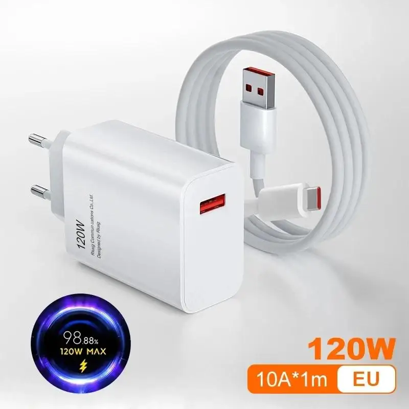 Chargeur ultra rapide 120W QC 5.0 67W 55W 33W Prise EU 6A Câble Type C Adaptateur de charge rapide pour iPhone Huawei Sumsang NOUVEAU