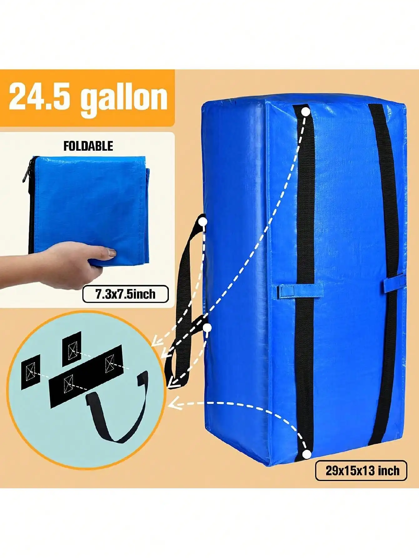 Moving Bags, Storage Totes, Extra Large Storage Bags for Moving Supplies, College Dorm Essentials, Bedroom Closet, Packing Bags 6
