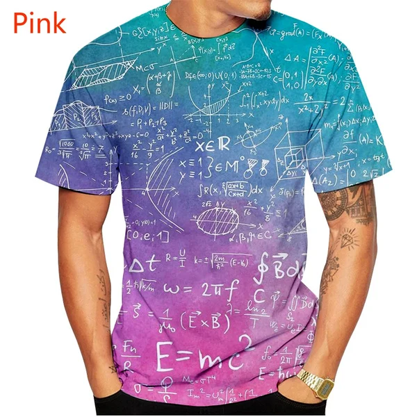 Nový móda krátce rukáv 3d knihtisk T košile muži velký plus rozměr ležérní matematické formule tričko topy