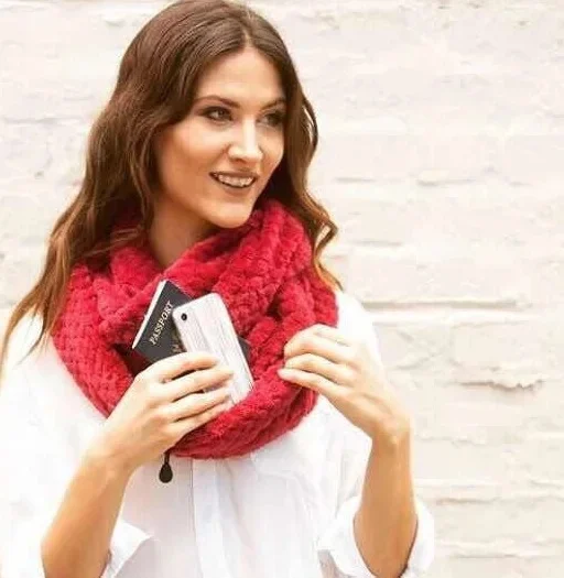 وشاح من الصوف المرجاني الدافئ مع جيب وسحاب للتخزين بدون جيب وشاح إنفينيتي للرجال والنساء والأطفال وإكسسوارات الأطفال