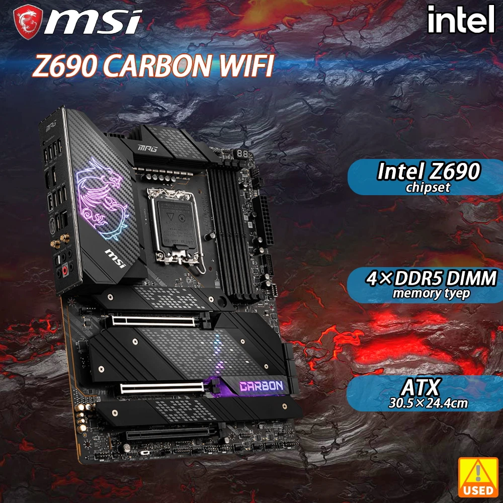 Z690 Scheda Madre Msi Mpg Z690 Carbon Wif Lga 1700 Pci-E 5.0 M.2 Usb3.2 Hdmi Atx Supporto 12Th Gen Core I9-13900 Cpu