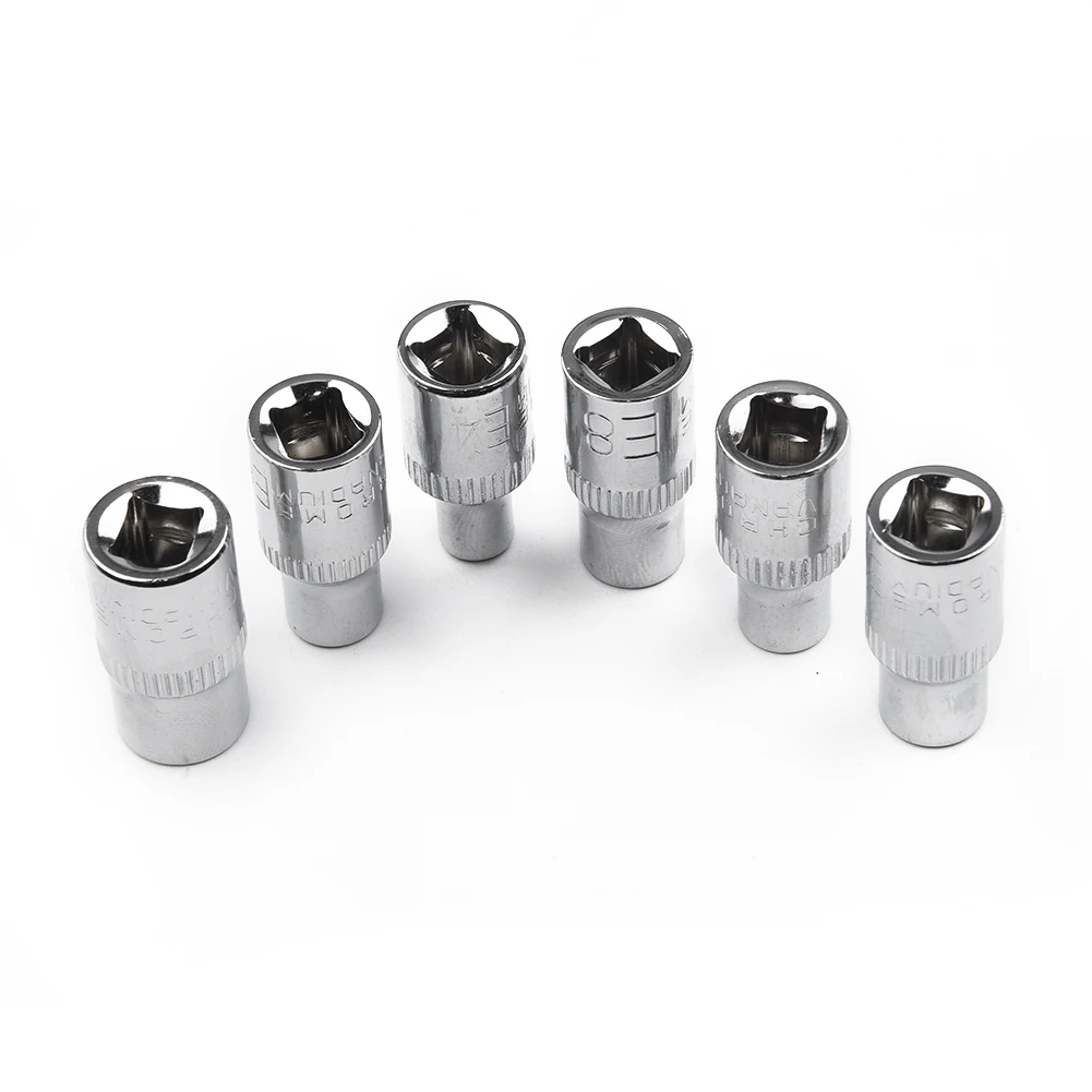 6PCS 1/4" Ratchet Socket.Set.To.rque. Wrench Torx Star Female Socket Adapter E Socket Driver Joint Hand Tools E4 E5 E6 E7 E8 E10 5