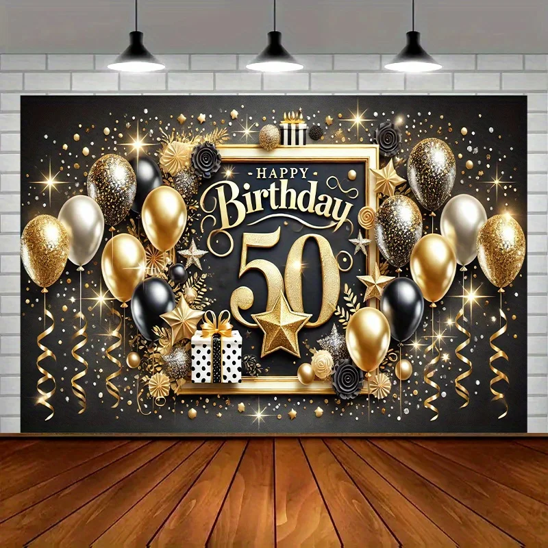 Happy 50th Birthday Celebration Banner – Partydekoration, geeignet für Haus-, Garten-, Studio- und Outdoor-Aktivitäten