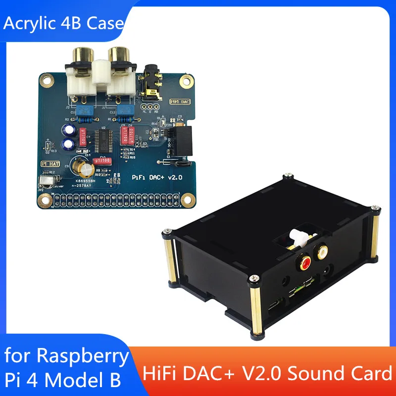 

Raspberry Pi 4 Model B HiFi DAC+ V2.0 Sound Card Optional Acrylic Case for Raspberry Pi 4B Audio Board Shell for Raspberry Pi 4