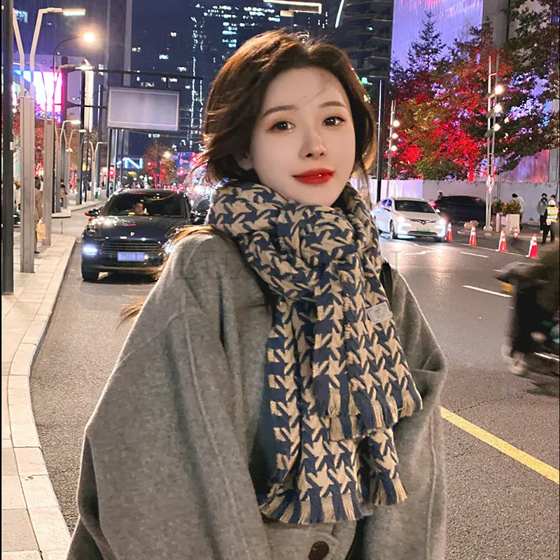 

Роскошный брендовый кашемировый клетчатый женский шарф зимняя теплая шаль шарф из пашмины длинный женский шарф с кисточками