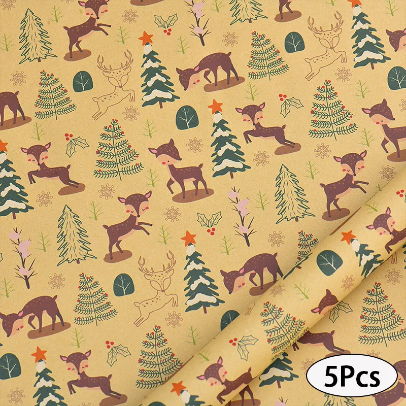 8 Sheets Christmas Wrapping Paper Vintage Xmas Kraft Paper Reindeer Snowman  Santa Claus Gift Decor Wrap for New Year Holiday - AliExpress