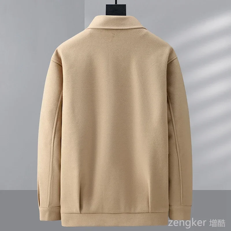 Plus Size Men's Autumn Winter Woolen Coat Extra Large tweed jacket Loose Casual Warm Coat Pocket Solid Windbreaker 11XL 12xl 3