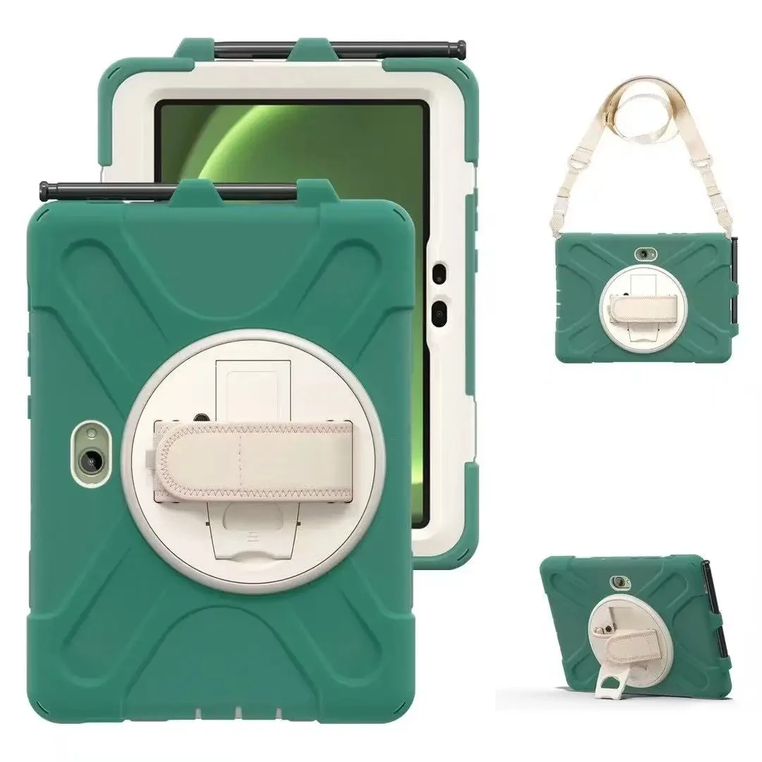 Enhanced Rugged Tablet Case with 360-Degree Rotating Stand and Silicone Shell