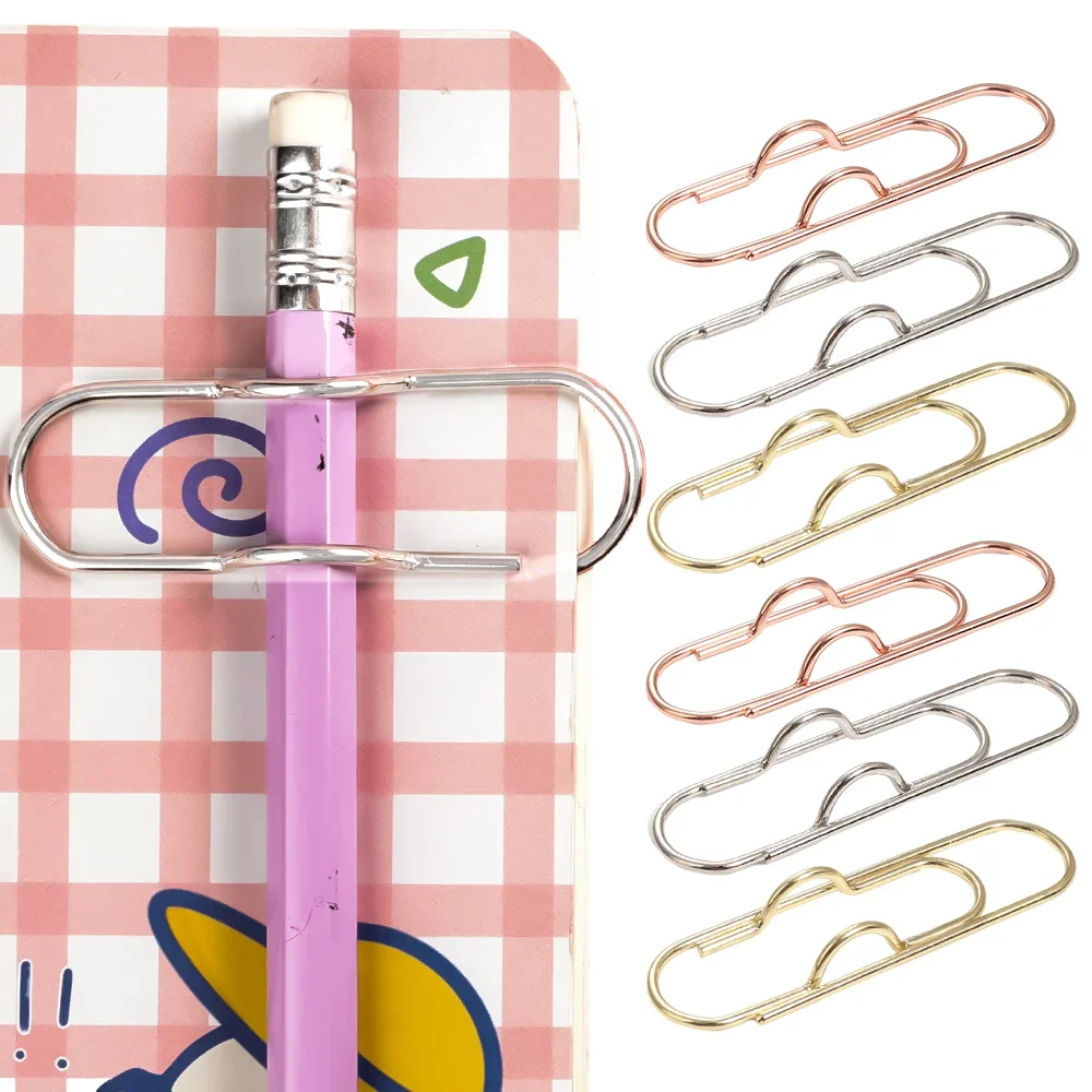 Metal Pen Holder Clips Portable Paper Fix Clips Journal Document Notebook Pictures Pin Pocket Student Office School Supplies