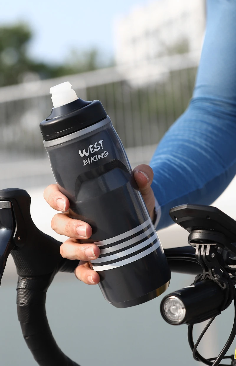 WEST BIKING 3-lagige, kälteisolierte Fahrrad-Trinkflasche 620 ml, tragbare MTB- und Rennrad-Flasche, wärme- und kältegeschützt, Fitnessflasche – Detail 17