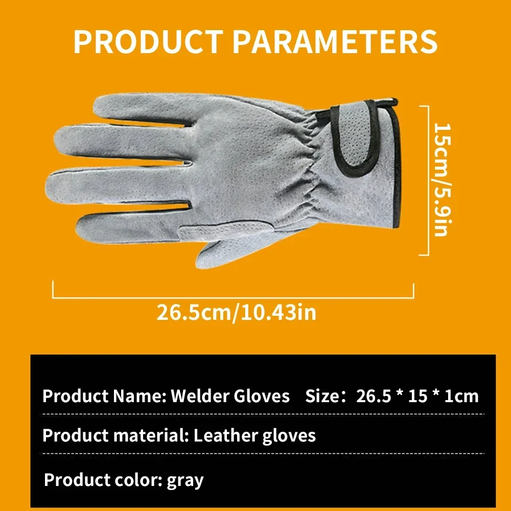Work Gloves Leather Workers Work Welding Safety Protection Garden Sports Motorcycle Driver Wear-resistant Wood Cutting 6