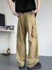 Men's Straight Cargo Pants Spring Summer Safari Style 5 Pockets Baggy Fit Casual Pants Washable Cotton Wide Leg Trousers 2