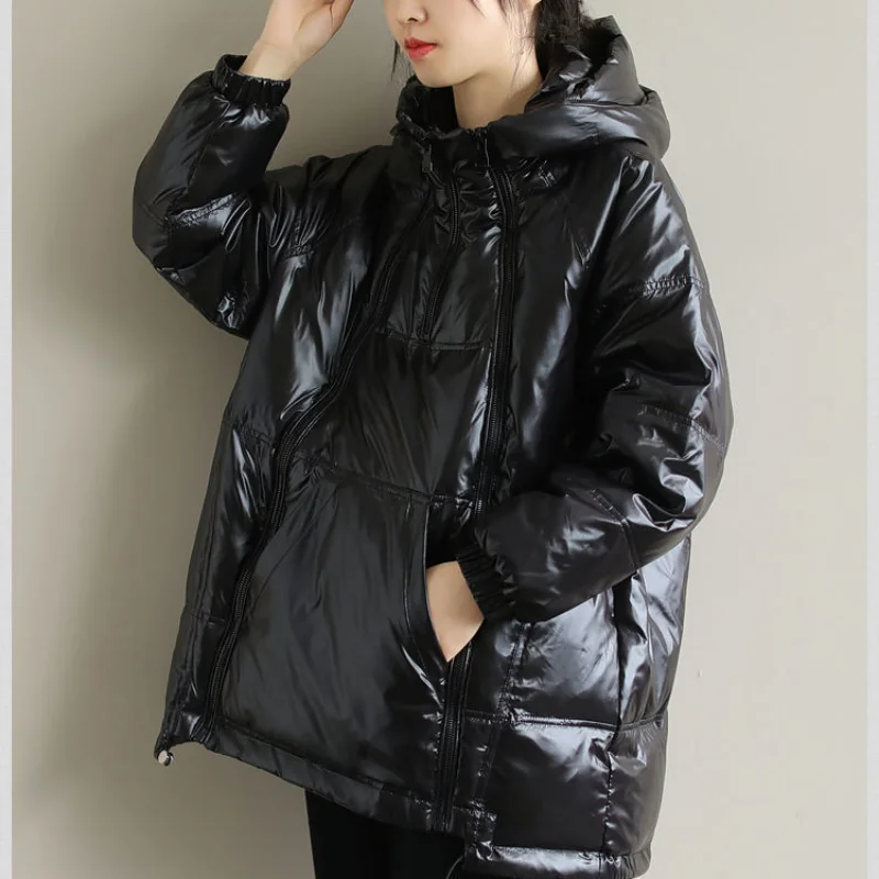 Oversized Women Winter Jacket Down Cotton Cotton Jacket Double Zipper Coat Korean Fashion Casual Warm Parks Snow Clothes