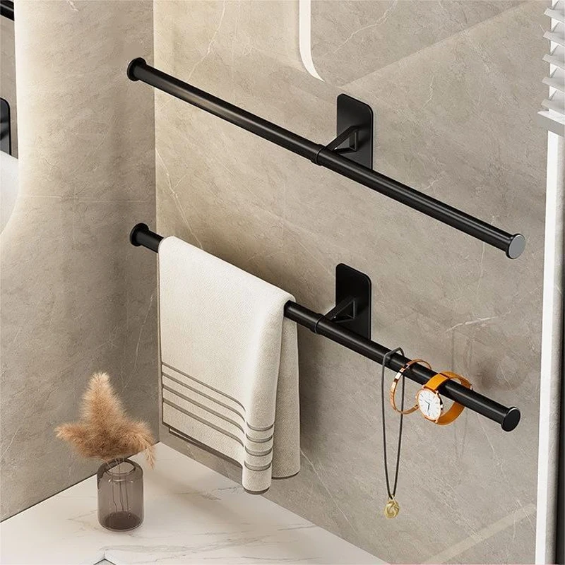 35/55cm Bathroom Towel Rack Self-adhesive Aluminum Towel Holder Hanging Bar Wall Mounted Shelf Bathroom Accessories