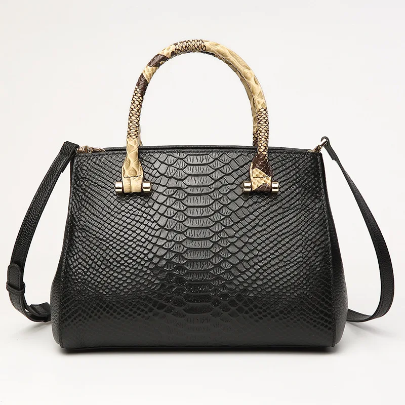Leather Shoulder Single Genuine Bag Handbags For Women Snake Pattern Fashionable Casual High-Quality Messenger Versatile Luxury