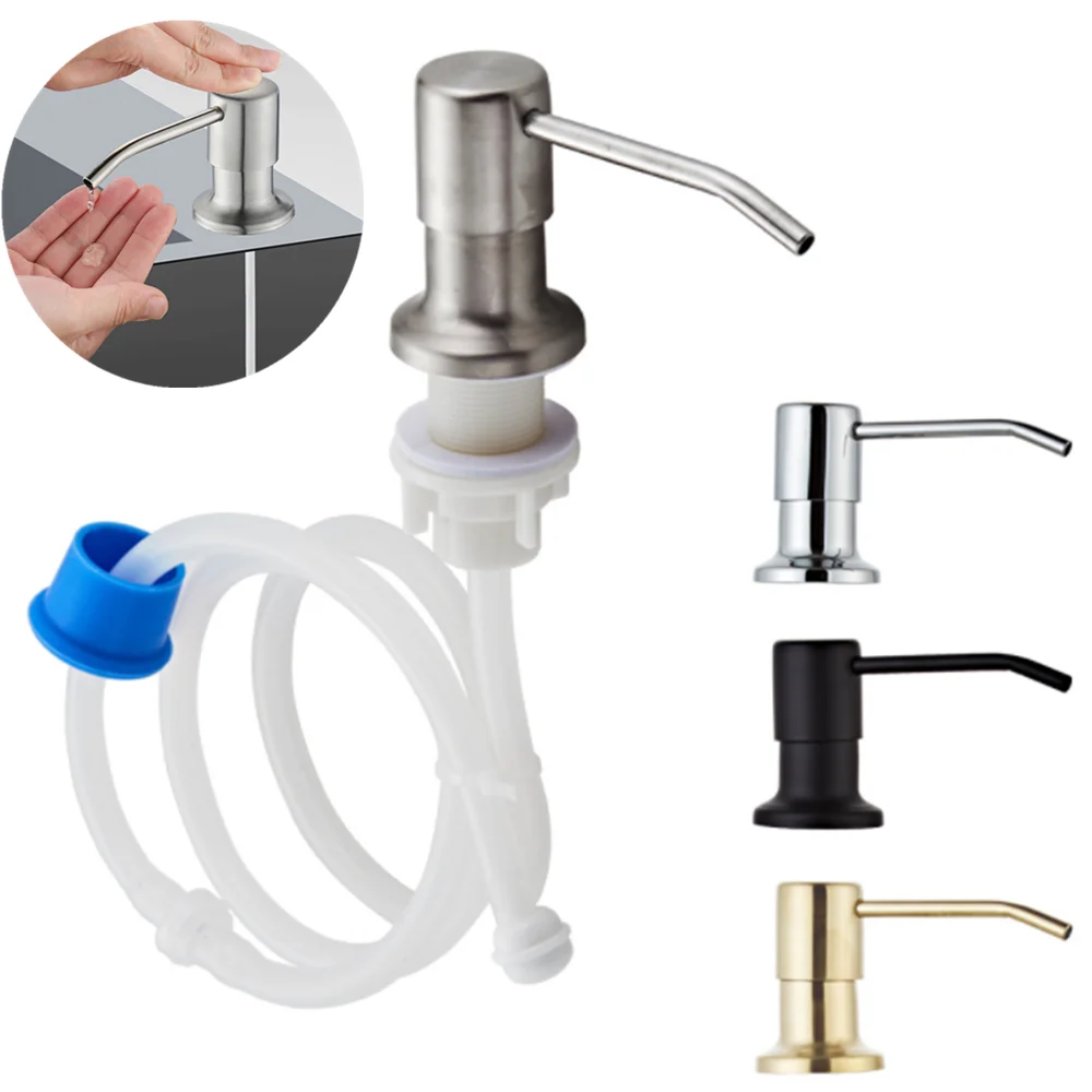Kitchen Detergent Dispenser Sink Soap Dispenser Bathroom Liquid Soap Dispensers Dish Detergent Pump Head Black Gold