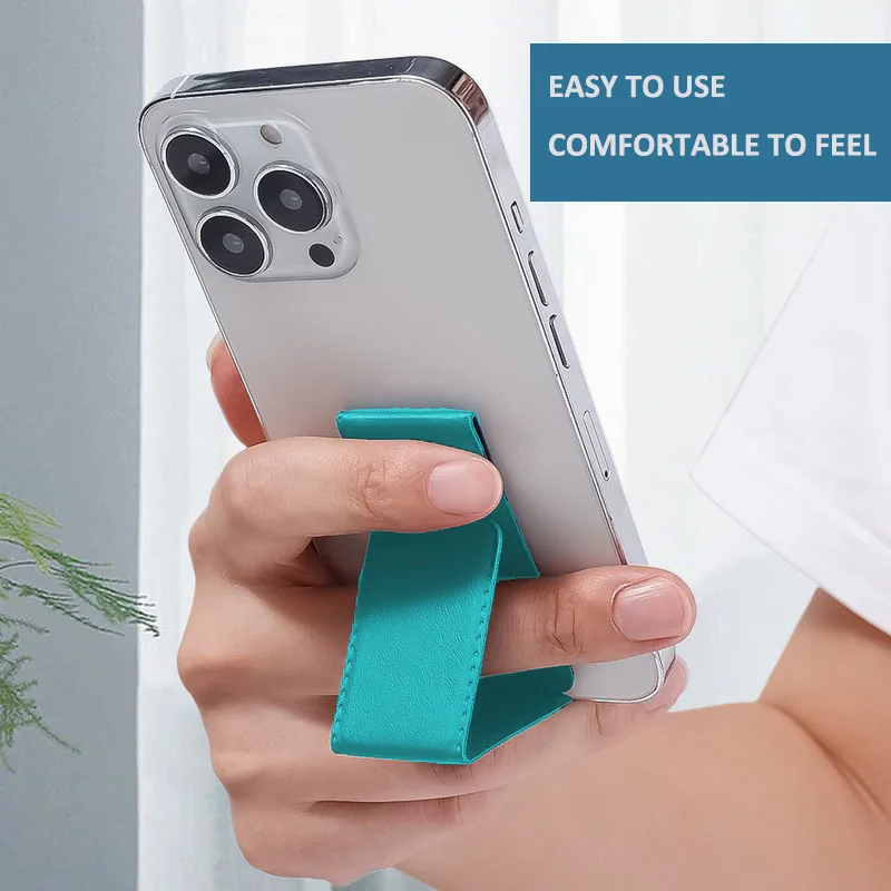 Magnetic Kickstand Phone Holder with Finger Grip and Hand Strap